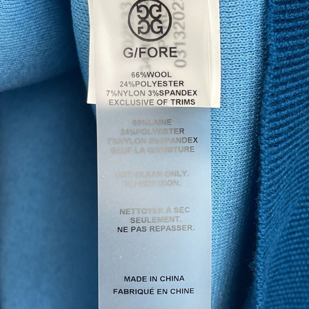 NEW G/Fore Quarter Zip Pullover Mens XXL Petrol Blue New Wool Blend $255 - Picture 6 of 8